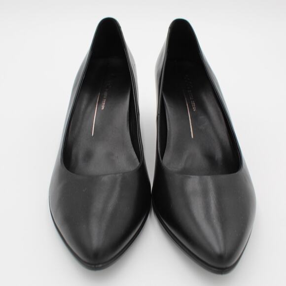 ECCO Leather Pumps 39 Womens Size 8 Black Kitten Heel Comfort Shoe Minimalist - Picture 6 of 7